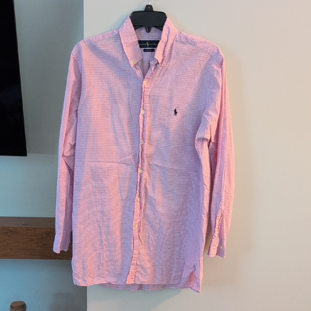 Ralph Lauren Pink Casual Button Down Shirt with Long Sleeves